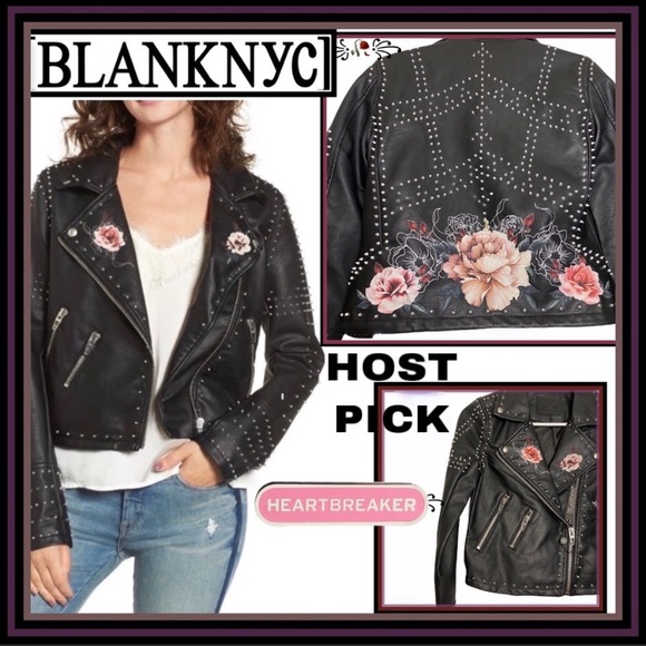 NWT BLANK NYC Stud Floral Moto-Jacket Heartbreaker - Picture 12 of 12